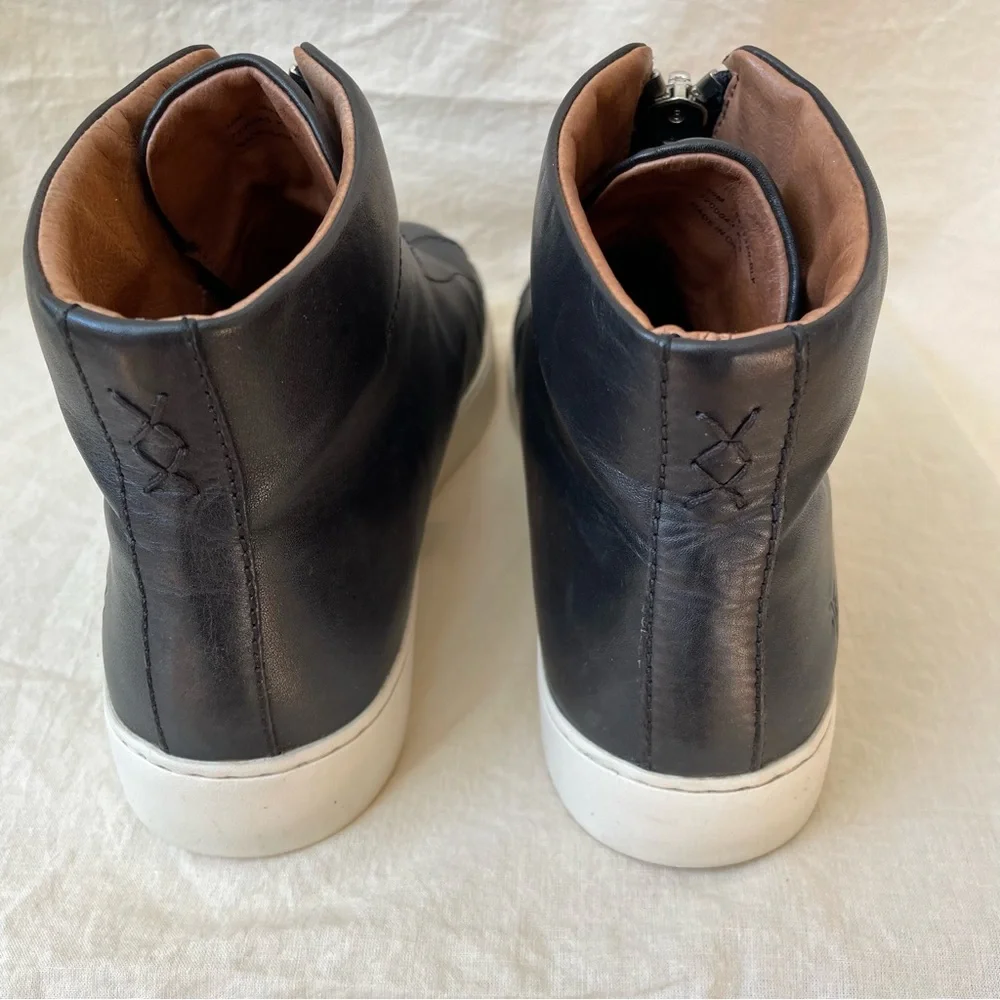 FRYE Lena Women’s Size 10 High Top Sneaker Black Leather Zip Moto 3471328 - Picture 6 of 8